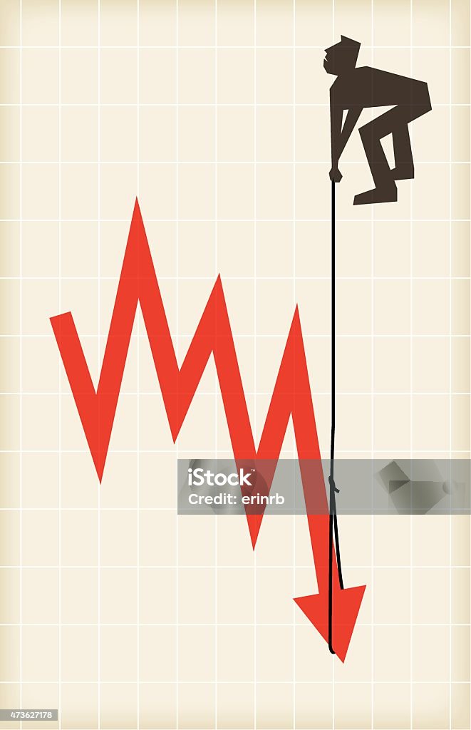 Man Pulling On A Line Chart Stock Illustration - Download Image Now ...