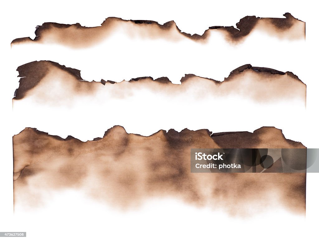 Burned paper edges Burned paper edges isolated on white background Burnt Stock Photo