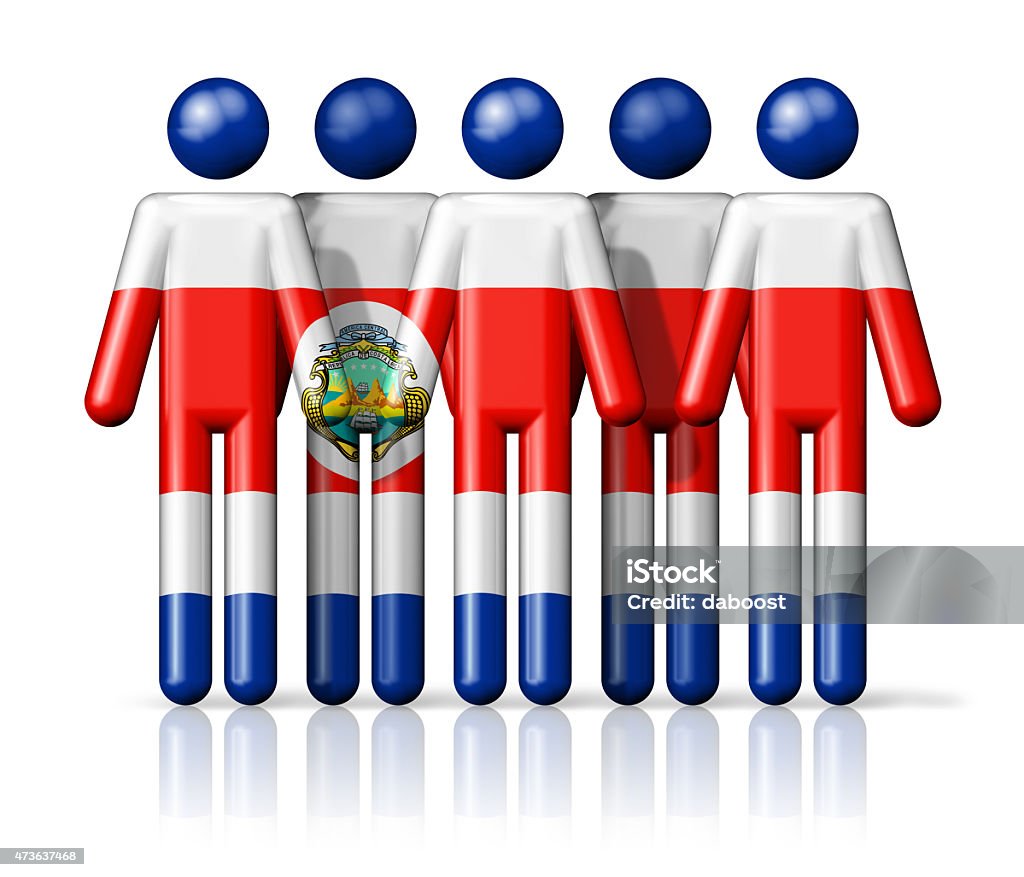 Bandeira da Costa Rica na Figura de Palito - Foto de stock de 2015 royalty-free