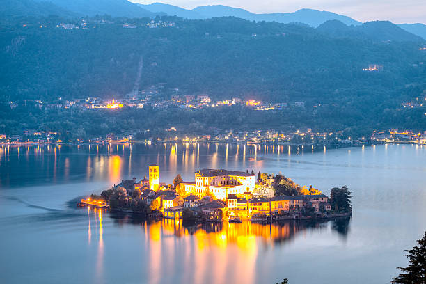 istock Orta San Giulio island, night view. Color image 473641710