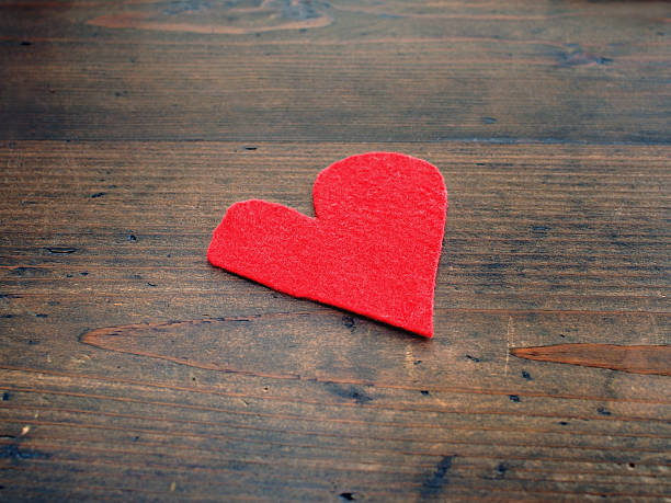 istock Red heart on wooden background 473641950