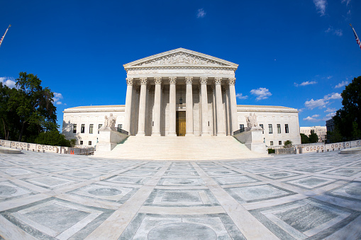 Supreme Courthouse in Washington D.C. America. Fisheye photo.