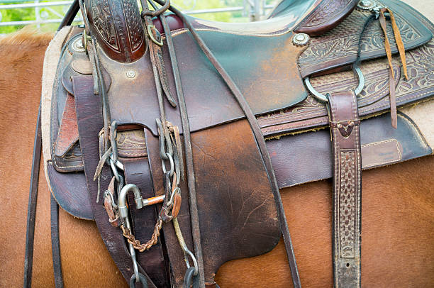 istock Saddle for horses, detail. Color image 473656390