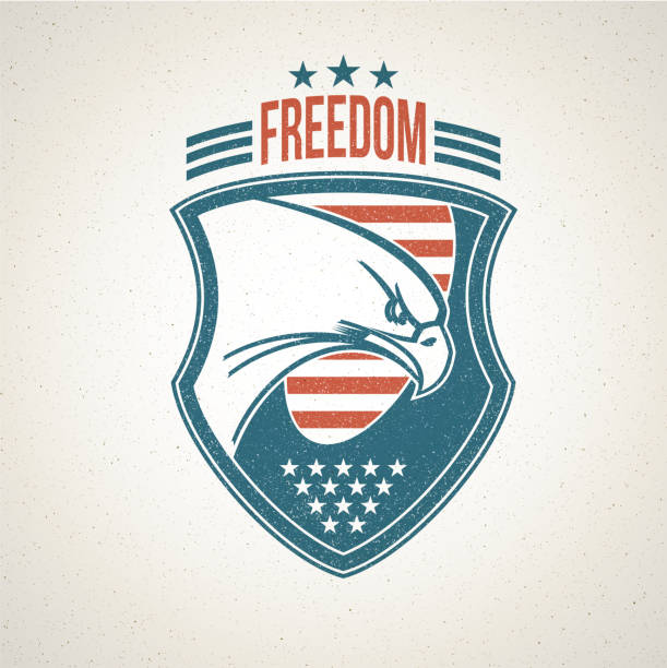 logo-osłonę z american eagle symbol.   ilustracja wektorowa - wing star shape freedom image stock illustrations