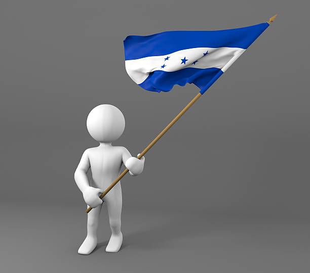 istock Character holding Honduras flag 473656986