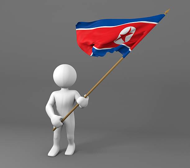 istock Character holding North Korea flag 473659244