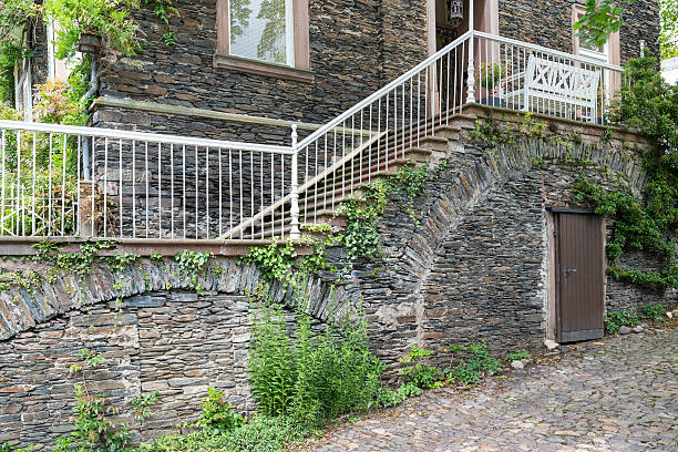 istock House with brick stone facade and stone stairs 473659678