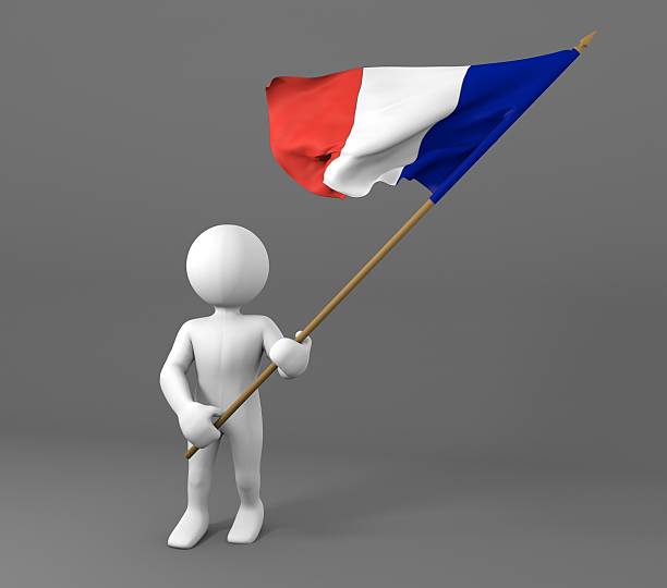 istock Character holding France flag 473659716