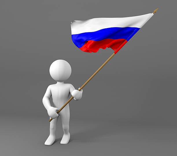 istock Character holding Russia flag 473659766