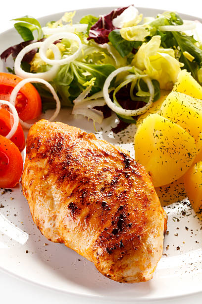 istock Steak, boiled potatoes and vegetables 473663172