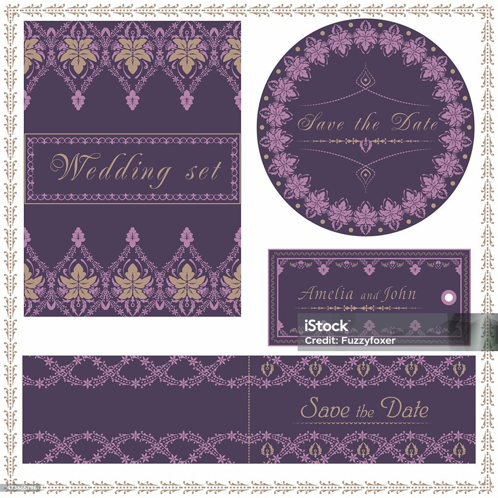 Invitatation Tags Wedding Invitation Cards And Tag Wedding Set Stock Illustration ...