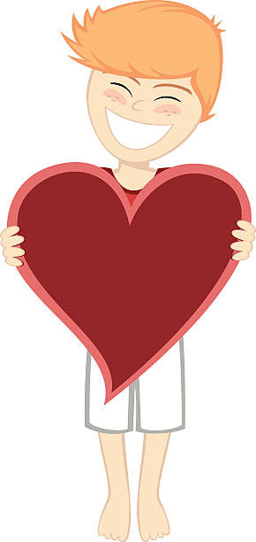 Boy with surprise A ginger boy with a big red heart larrikin stock illustrations