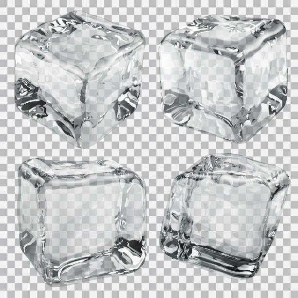 illustrations, cliparts, dessins animés et icônes de transparente gris cubes de glace - ice cube clean transparent cold