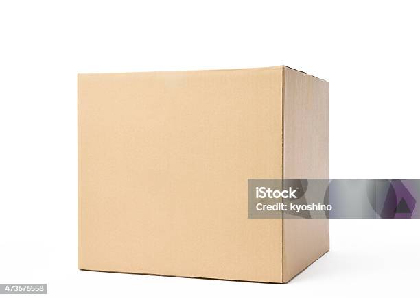 Isolated Shot Of Closed Cube Cardboard Box On White Background Stock Photo - Download Image Now