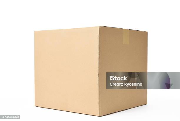 Isolated Shot Of Closed Cube Cardboard Box On White Background Stock Photo - Download Image Now