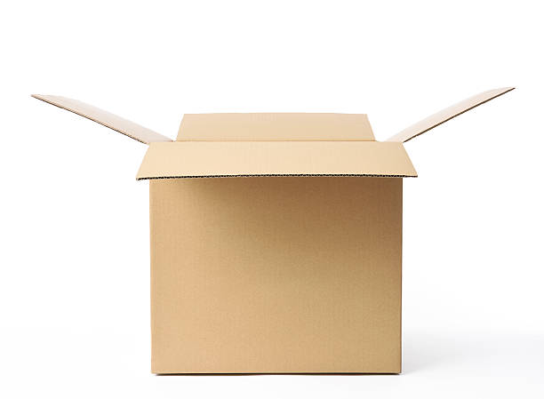 puste zdjęcie otwarte sześcian tekturowe pudełko na białym tle - corrugated cardboard moving house cardboard box zdjęcia i obrazy z banku zdjęć