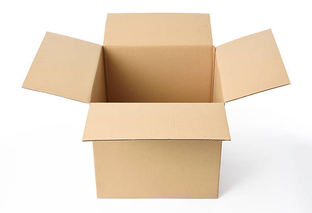 istock Isolated shot of opened cube cardboard box on white background 473681742