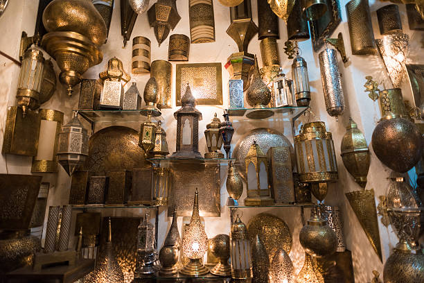 istock Assorted Moroccan handamde metal lamps in a Moroccan Souk 473681782