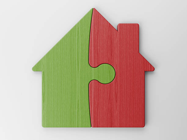 puzzle ein haus mit clipping path - baby pointing child showing stock-fotos und bilder