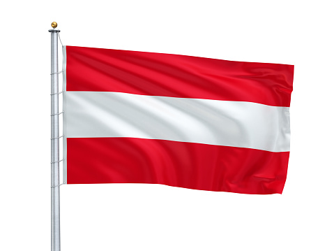 Large pictures of six different positions of the flag of Austria