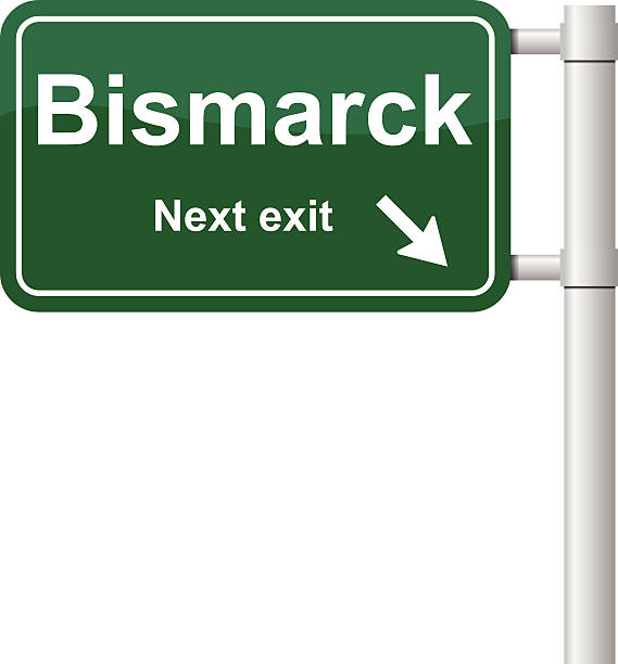 illustrazioni stock, clip art, cartoni animati e icone di tendenza di bismarck prossima vettoriale di segnale di uscita - north dakota welcome sign road sign sign