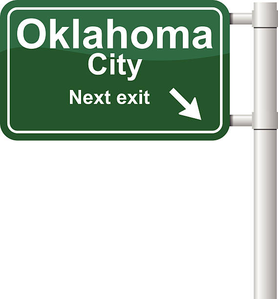 oklahoma city nächste ausfahrt zeichen vektor - oklahoma sign road sign sky stock-grafiken, -clipart, -cartoons und -symbole