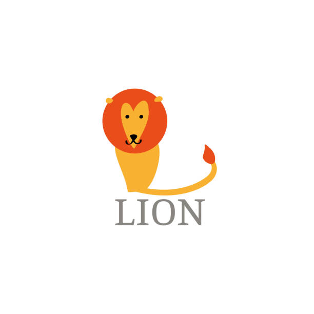 illustrations, cliparts, dessins animés et icônes de lion logo - big cat fun cute yellow