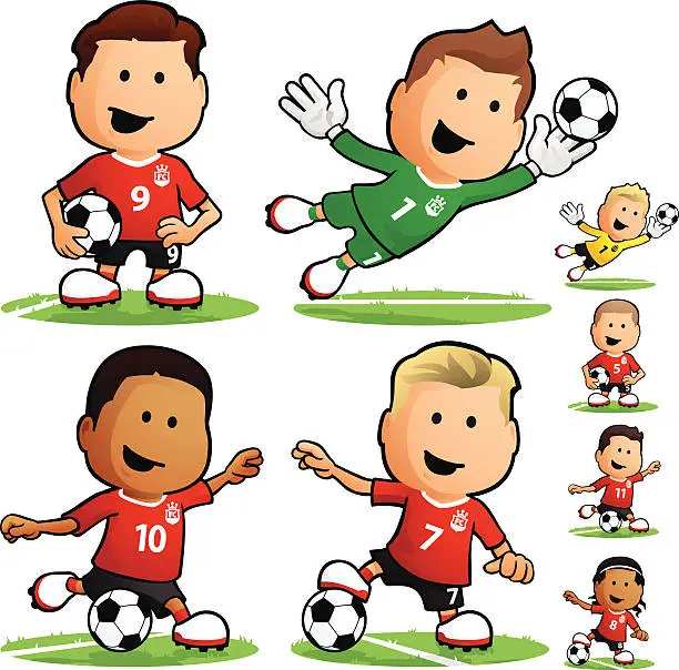 Vector illustration of Cartoon soccer team players