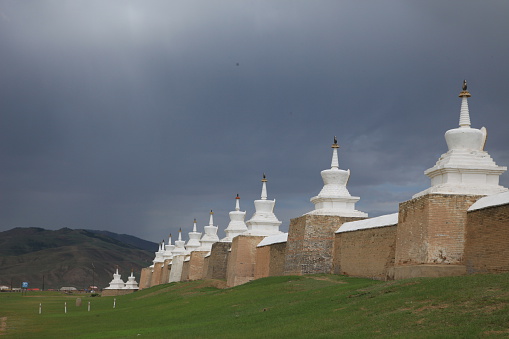 An image of the outer walls of the Erdene Zuu Monastery which is on the site of Karakorum the ancient capital city of Genghis Khan