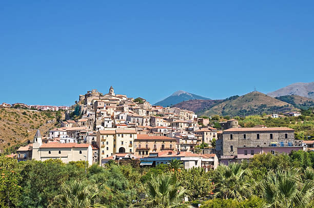 vista panoramica di scalea.   calabria.   italia. - italy calabria ancient city foto e immagini stock