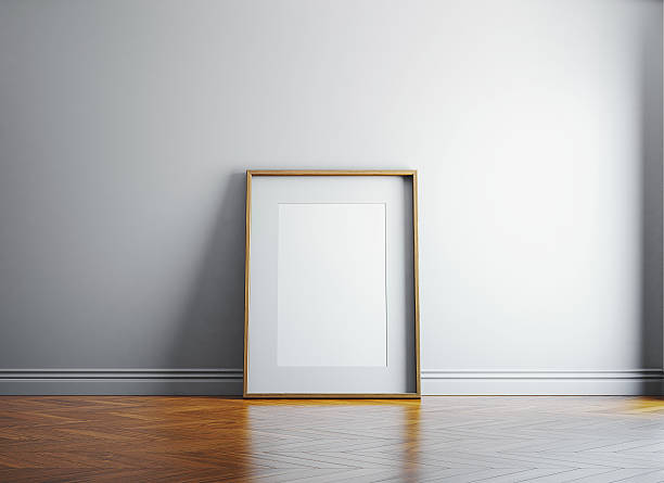 istock Vintage blank picture frame and sunlight on a wall. 3d 473698752