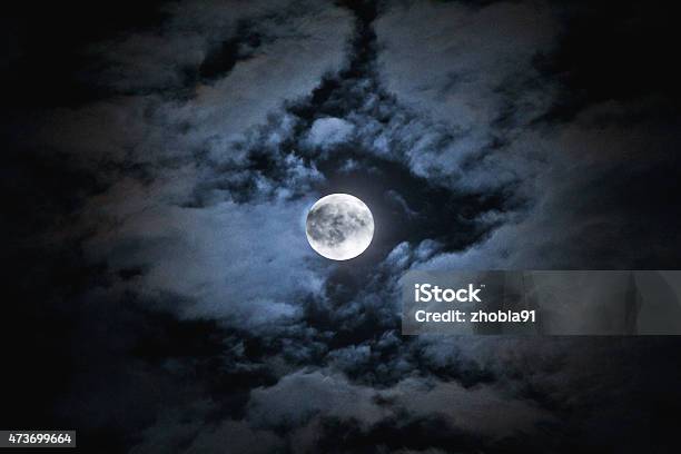 Moon Stock Photo - Download Image Now - 2015, Black Color, Blue