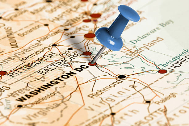 istock Location Washington DC. Blue pin on the map. 473699852