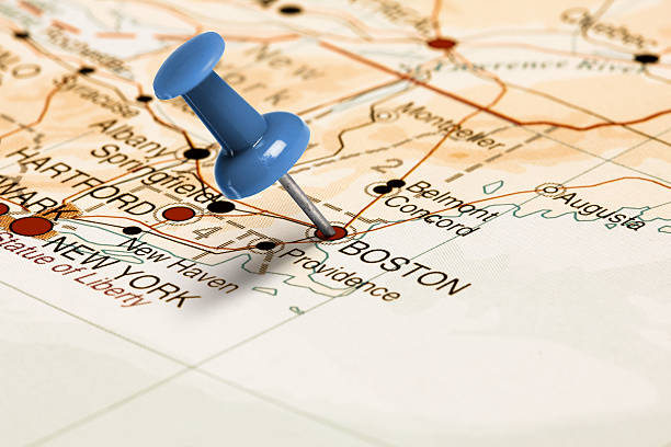 istock Location Boston. Blue pin on the map. 473702114