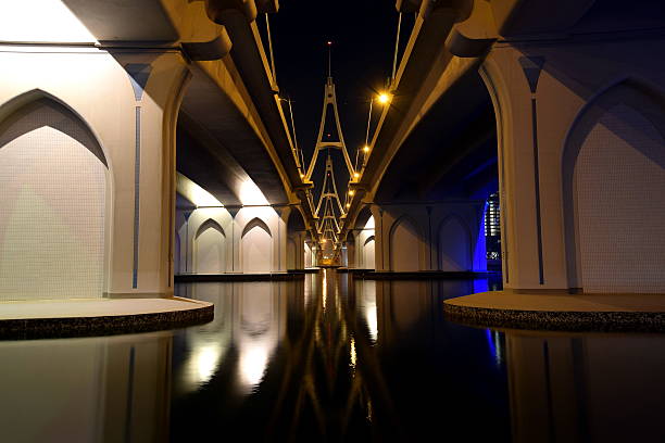 istock Business Bay Bridge at night 473707148
