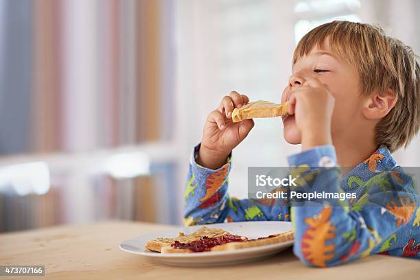 Tasty Toast Stock Photo - Download Image Now - Child, Breakfast, Toasted Bread