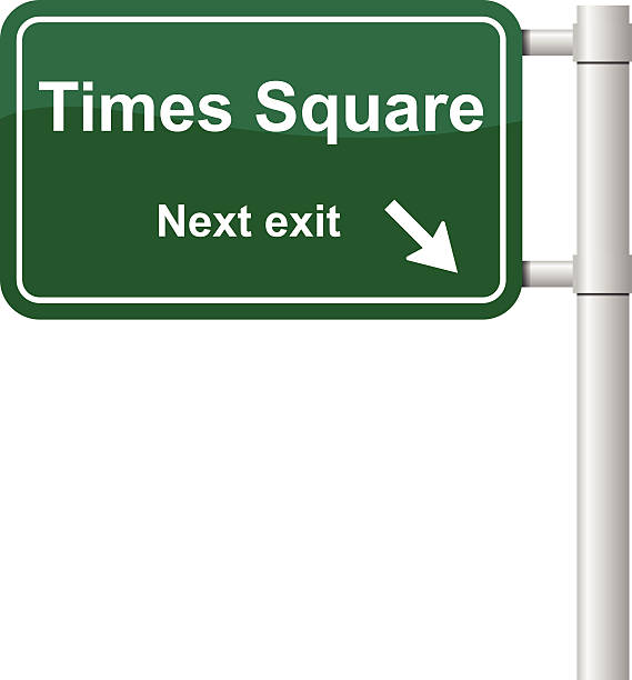 ilustraciones, imágenes clip art, dibujos animados e iconos de stock de times square la siguiente salida de señal de vector - times square