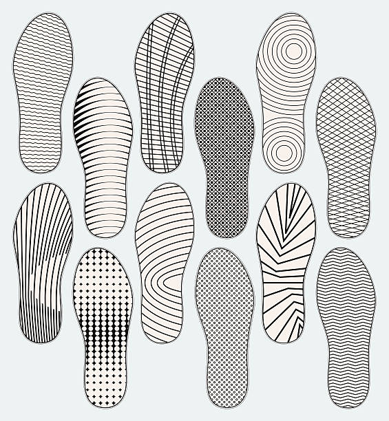 Shoe soles Several variants of vector patterns of shoe soles sole of shoe stock illustrations