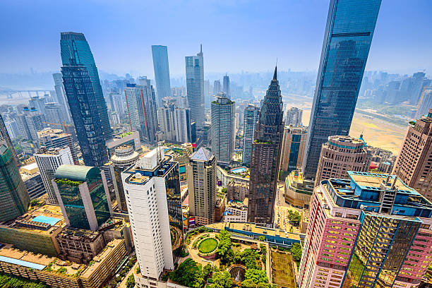 Aerial view of the city skyline and buildings of Chongqing Chongqing, China skyscraper cityscape. chongqing stock pictures, royalty-free photos & images