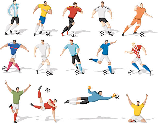 piłka nożna piłka nożna graczy - soccer player stock illustrations