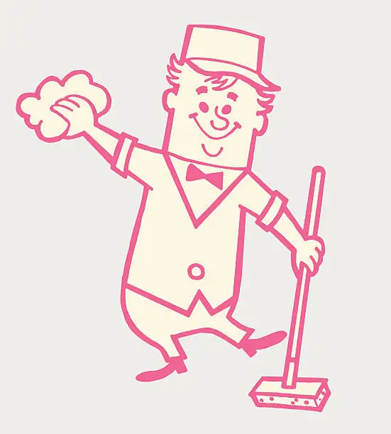 Vector illustration of Man Cleaning