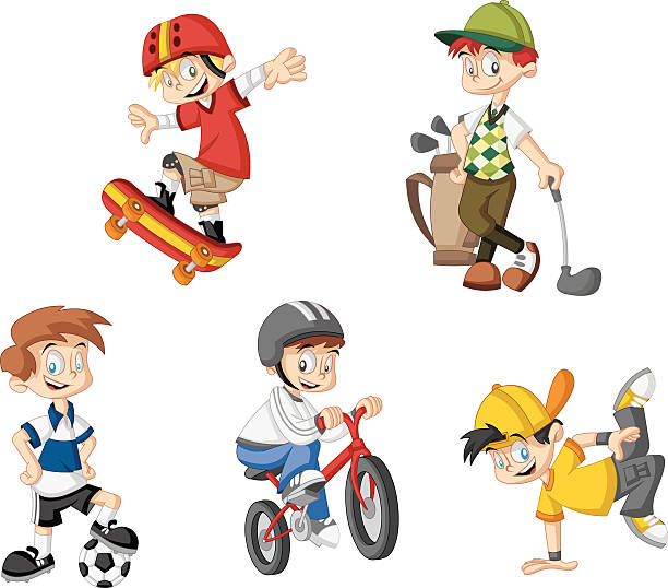 kreskówka, chłopcy - golf child sport humor stock illustrations