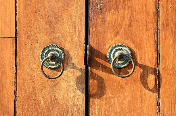 istock Old wooden door made from planks 473738390