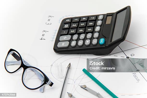 Business Architectural Project Pair Of Compasses Glasses Rule Stock Photo - Download Image Now