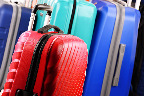 istock Composition with colorful travel suitcases 473744886