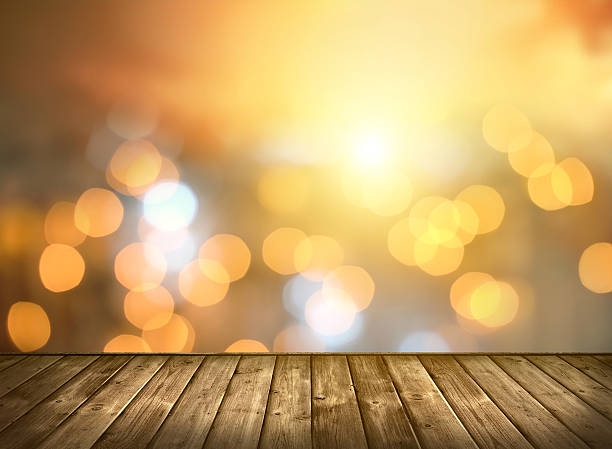 istock Wooden table and Bokeh light background. 473745254
