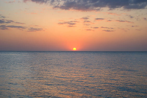 Sunset over the sea stock photo