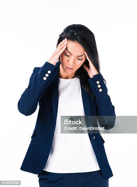 Portrait Of A Businesswoman With Headache Stock Photo - Download Image Now - 2015, Adult, Adults Only