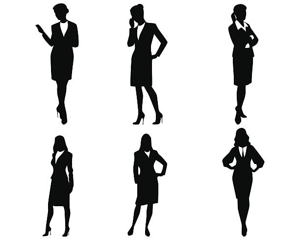 ilustrações, clipart, desenhos animados e ícones de quatro mulher de negócios silhuetas - business woman
