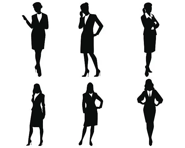 Vector illustration of Four businesswoman silhouettes